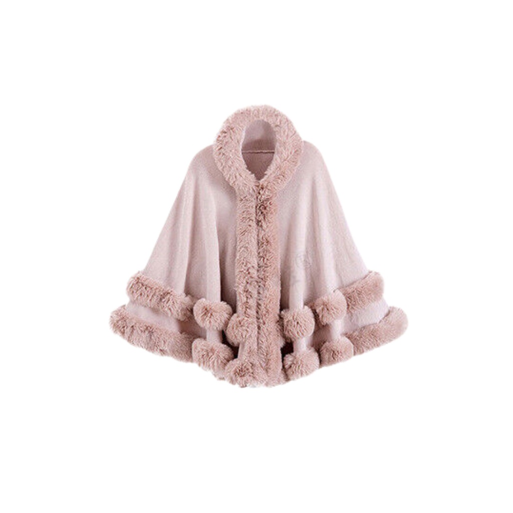 360 COTTON PONCHO SOFT PINK FLEECE
