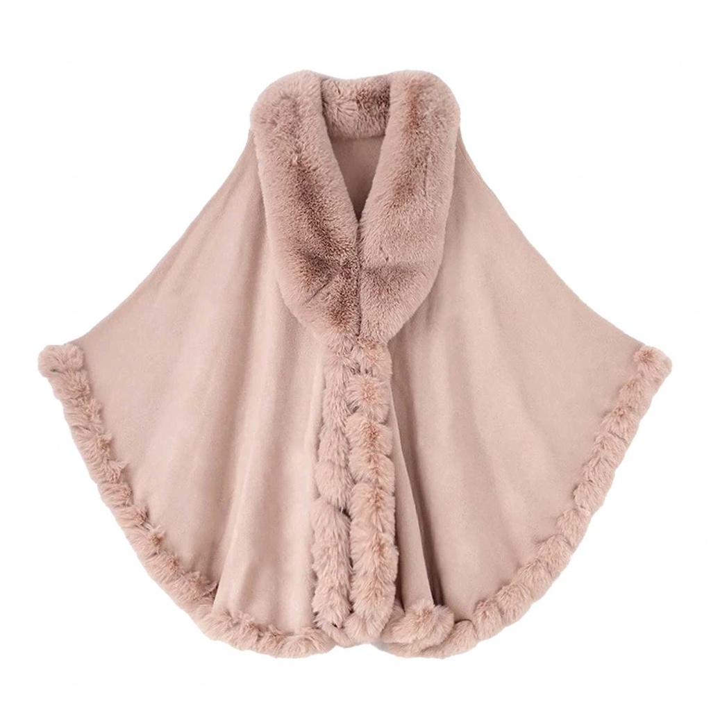 360 COTTON PONCHO SOFT PLUSH DUSTY PINK