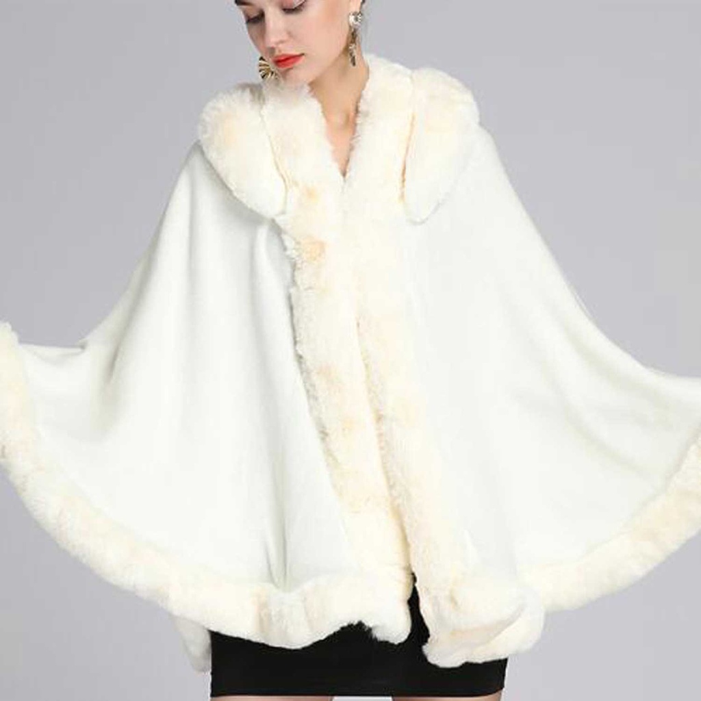 360 COTTON PONCHO WITH A THICK FUR
