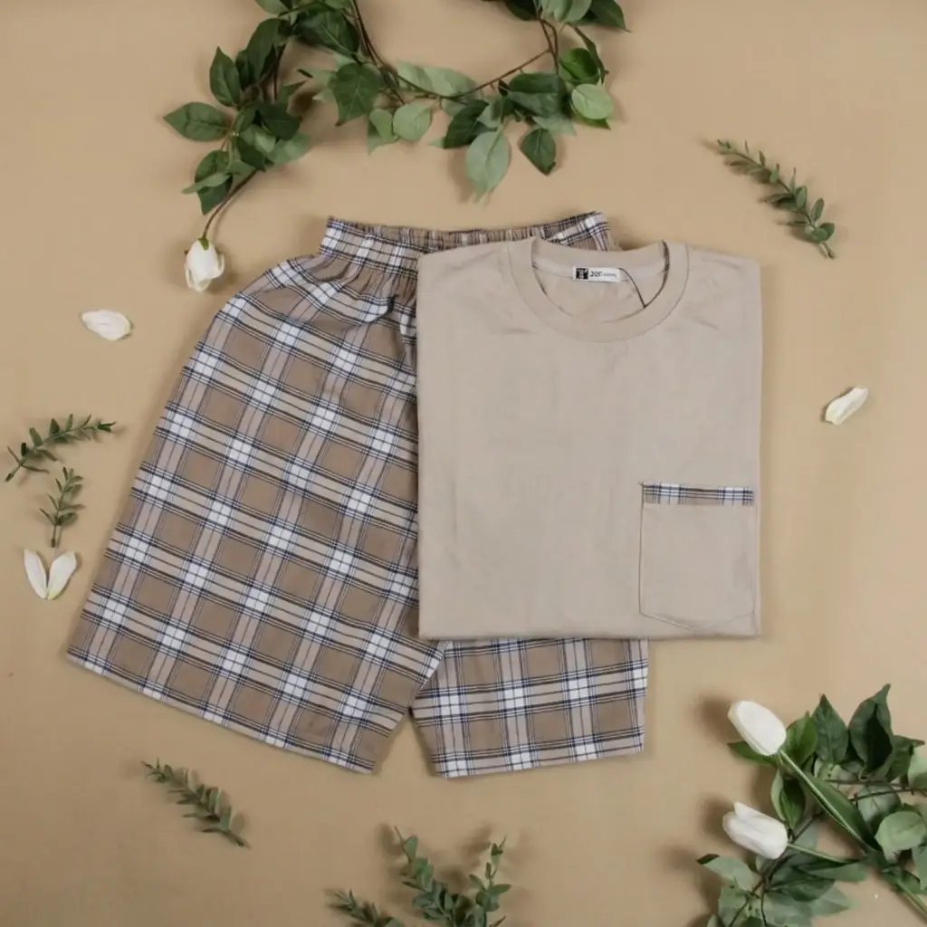 360 COTTON PYJAMA MEN SUMMER  BEIGE & BROWN