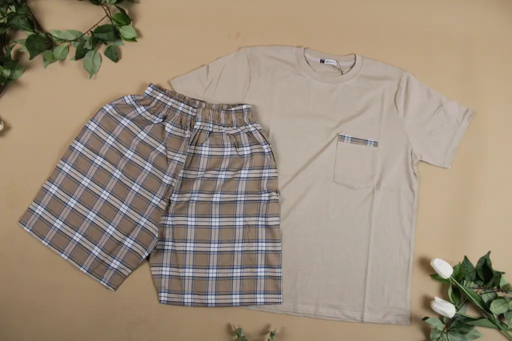 360 COTTON PYJAMA MEN SUMMER  BEIGE & BROWN