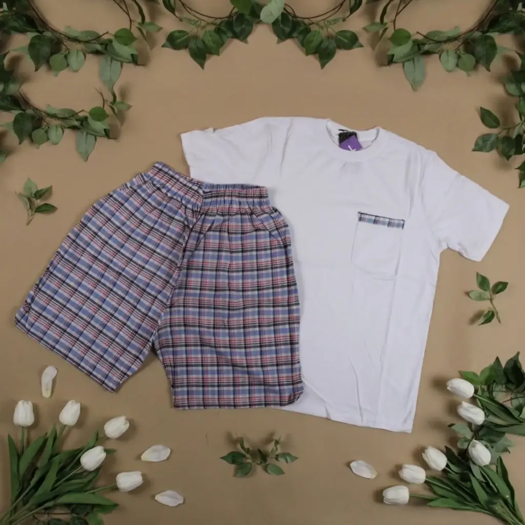 360 COTTON PYJAMA MEN SUMMER  WHITE & BLUE