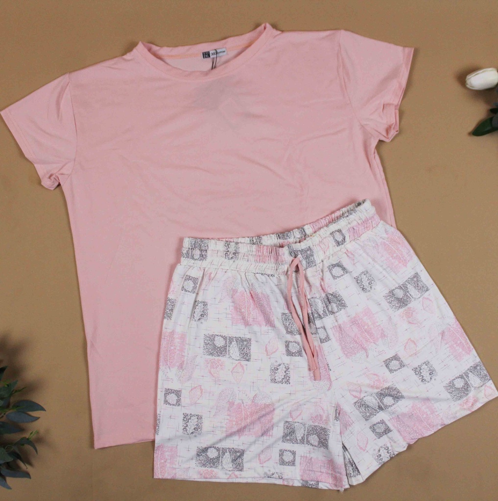 360 COTTON PYJAMA T-SHIRT PINK+ SHORT PINK & GREY