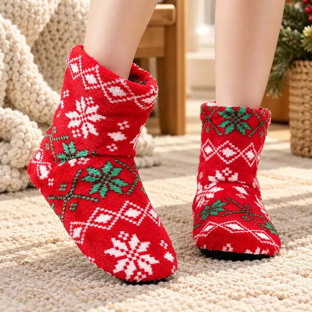 360 COTTON SLIPPER SOCKS FLEECE 26CM