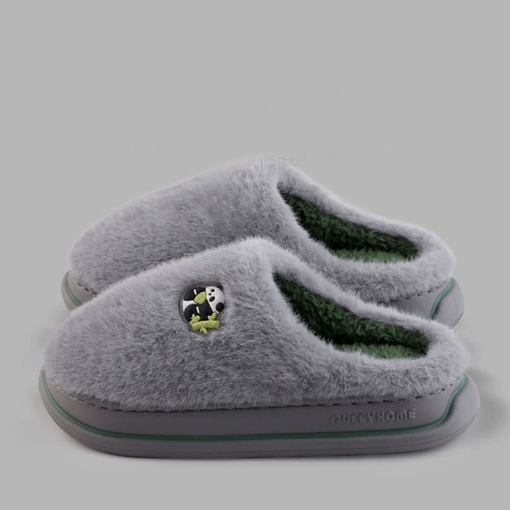360 COTTON SLIPPERS 42-43( 41-42)THICK FLEECE GREY