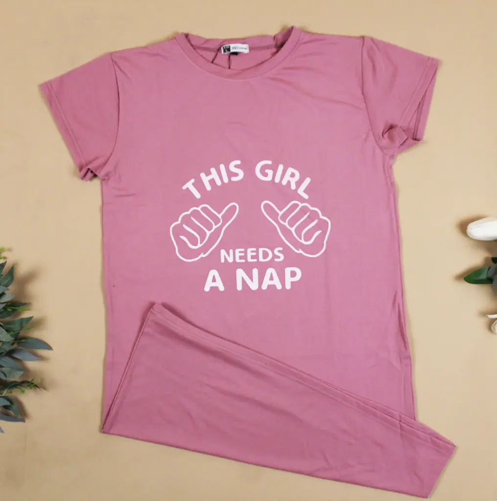 360 COTTON T-SHIRT DUSTY PINK WITH PRINTED TEXT