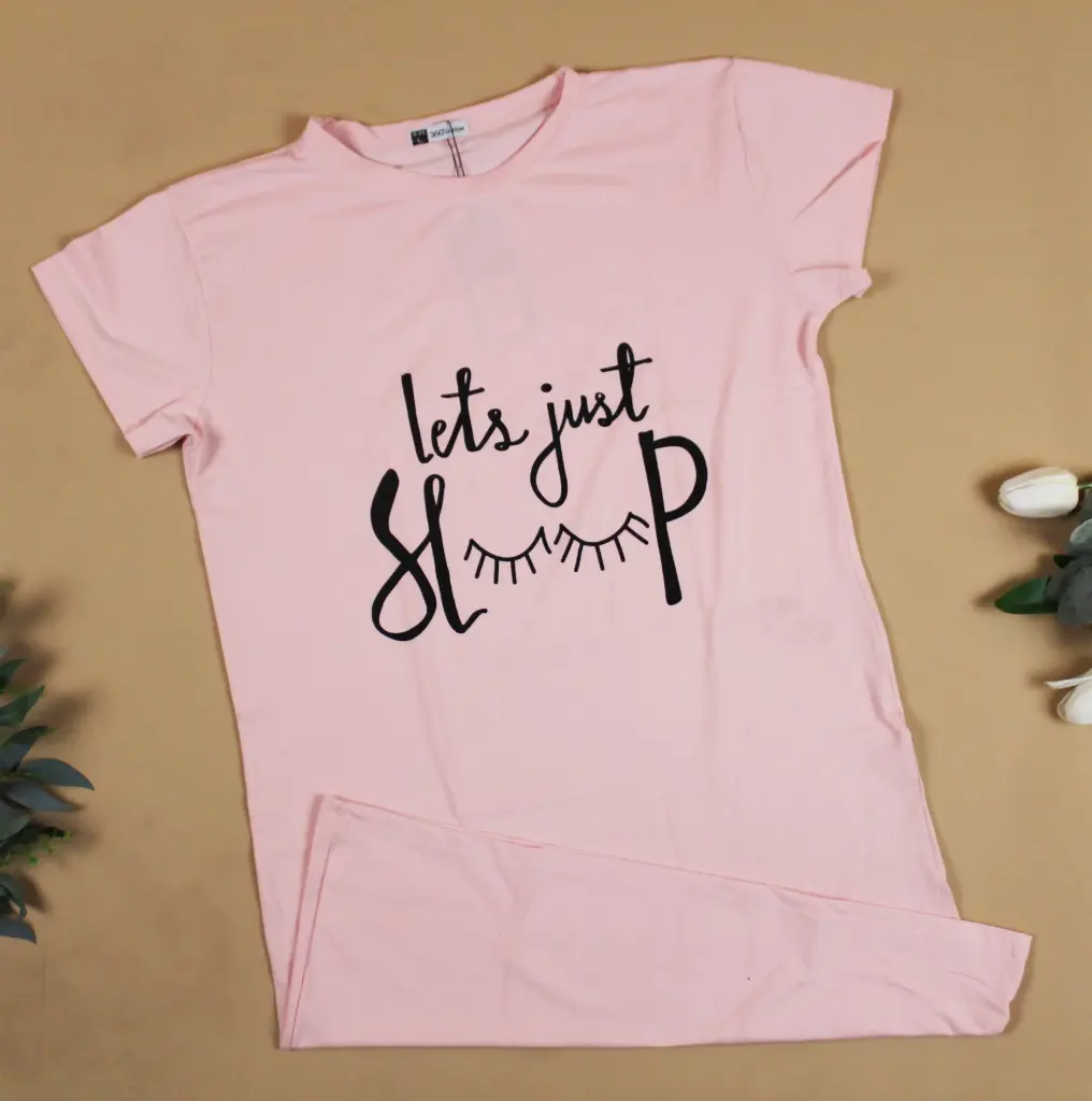 360 COTTON T-SHIRT LIGHT PINK WITH PRINTED TEXT