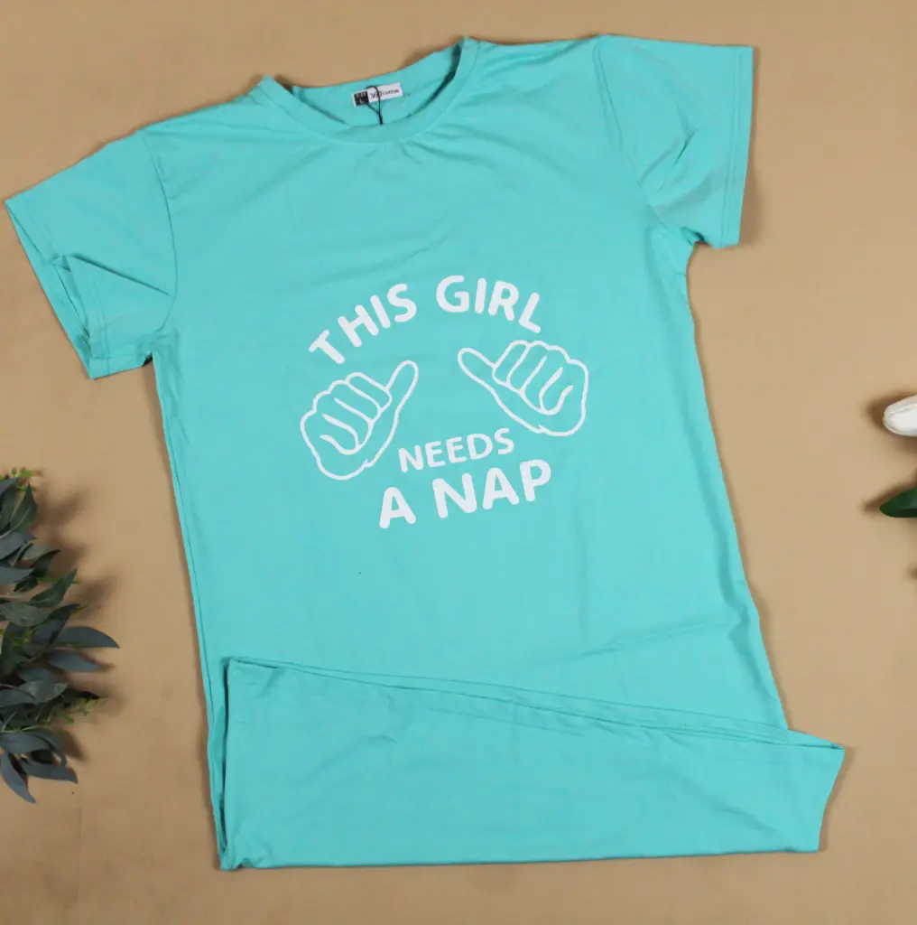 360 COTTON T-SHIRT TURQUOISE WITH PRINTED TEXT