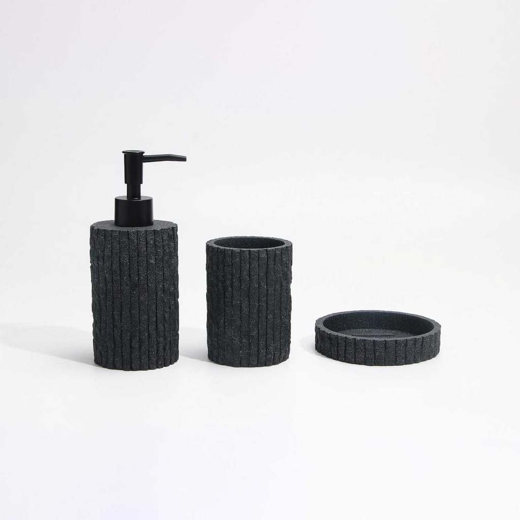 360 HOME BOTTLE+CUP+SOAP DISH BLACK