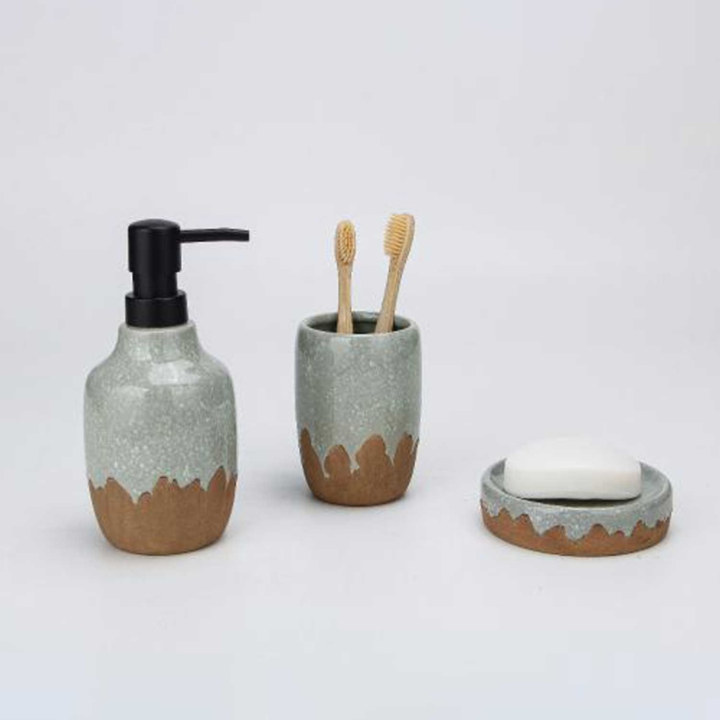 360 HOME BOTTLE+CUP+SOAP DISH CERAMIC BLACK