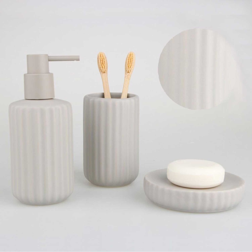 360 HOME BOTTLE+CUP+SOAP DISH LIGHT GREY
