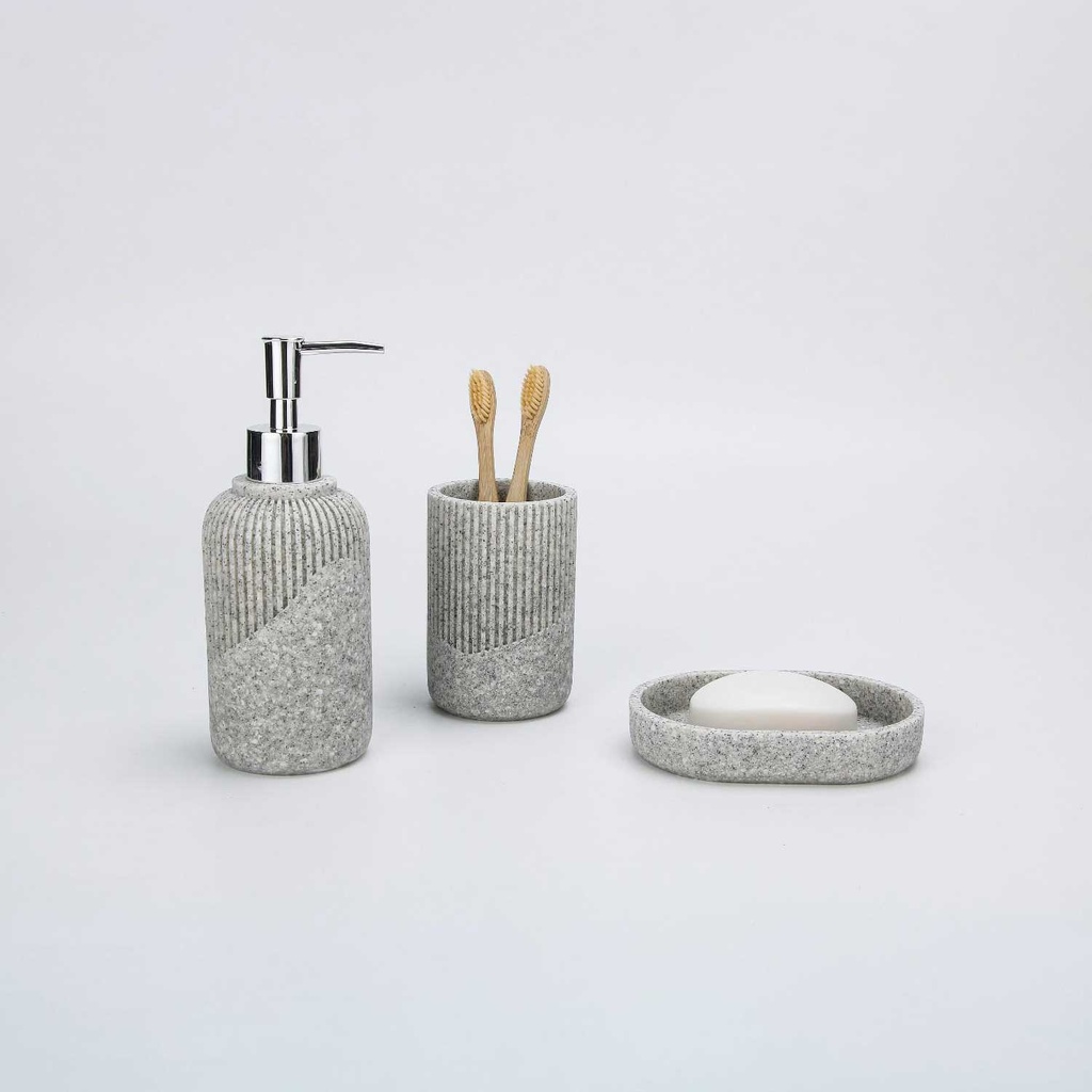 360 HOME BOTTLE+CUP+SOAP DISH RESIN EMULSION GREY