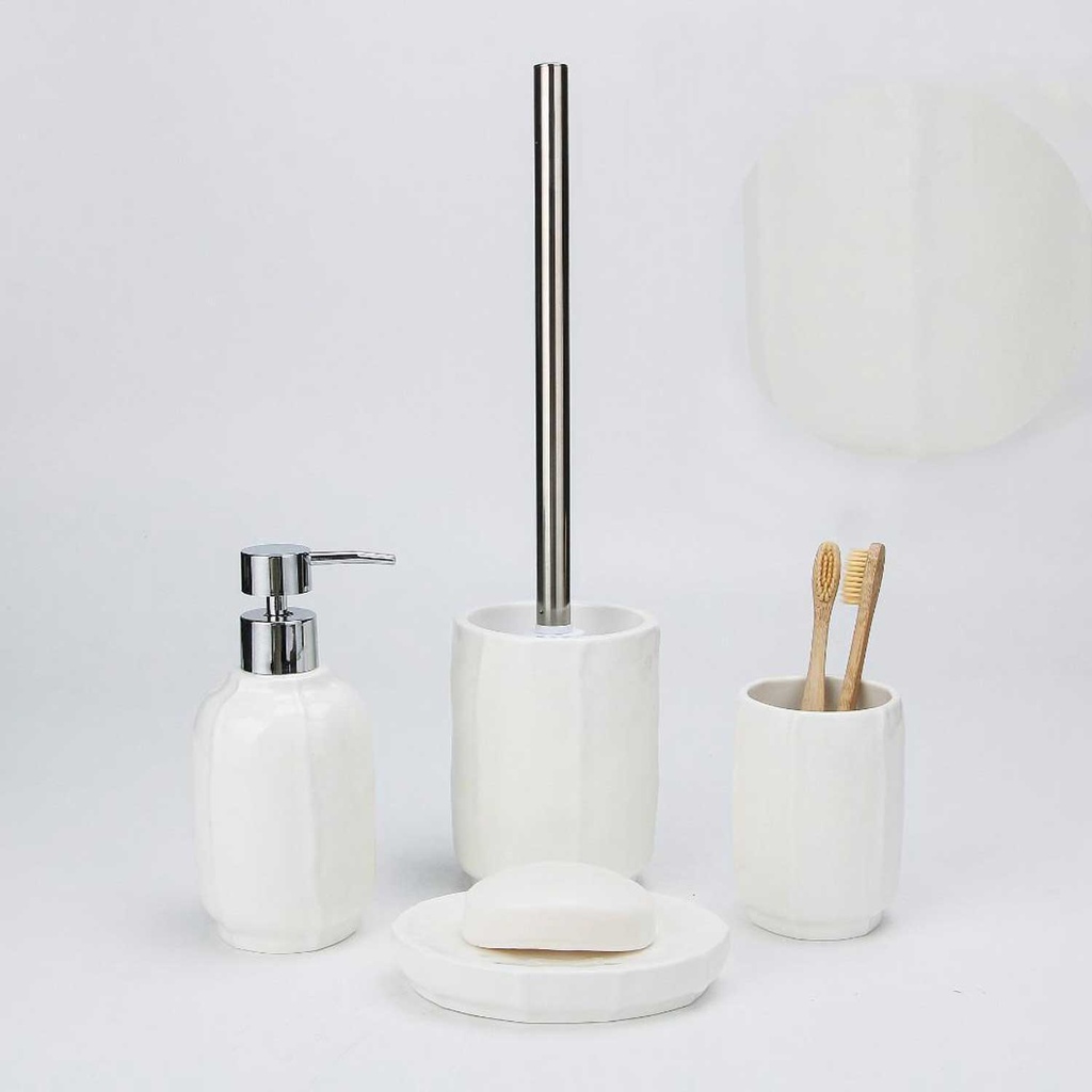 360 HOME BOTTLE+CUP+SOAP DISH+BRUSH WHITE