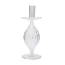 360 HOME CANDLESTICK GLASS 7.5*20CM CLEAR STRIPPED