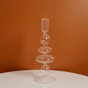 360 HOME CANDLESTICK GLASS 8.5*24 CLEAR STRIPPED