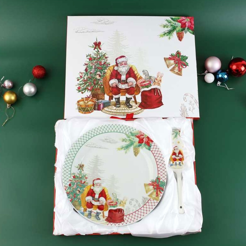 360 HOME CHRISTMAS DINNER PLATE+KNIFE 10.5" ROUND
