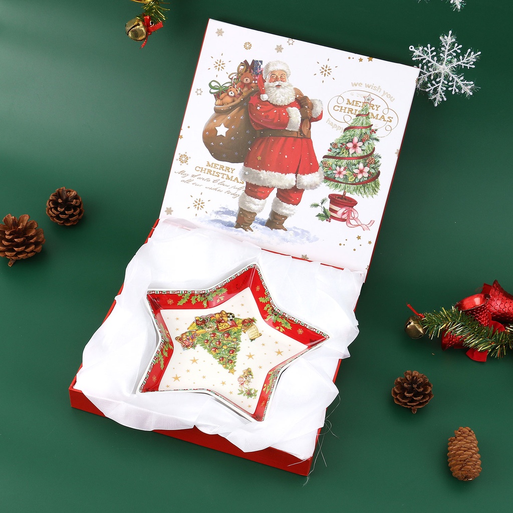 360 HOME CHRISTMAS PLATE STAR RED
