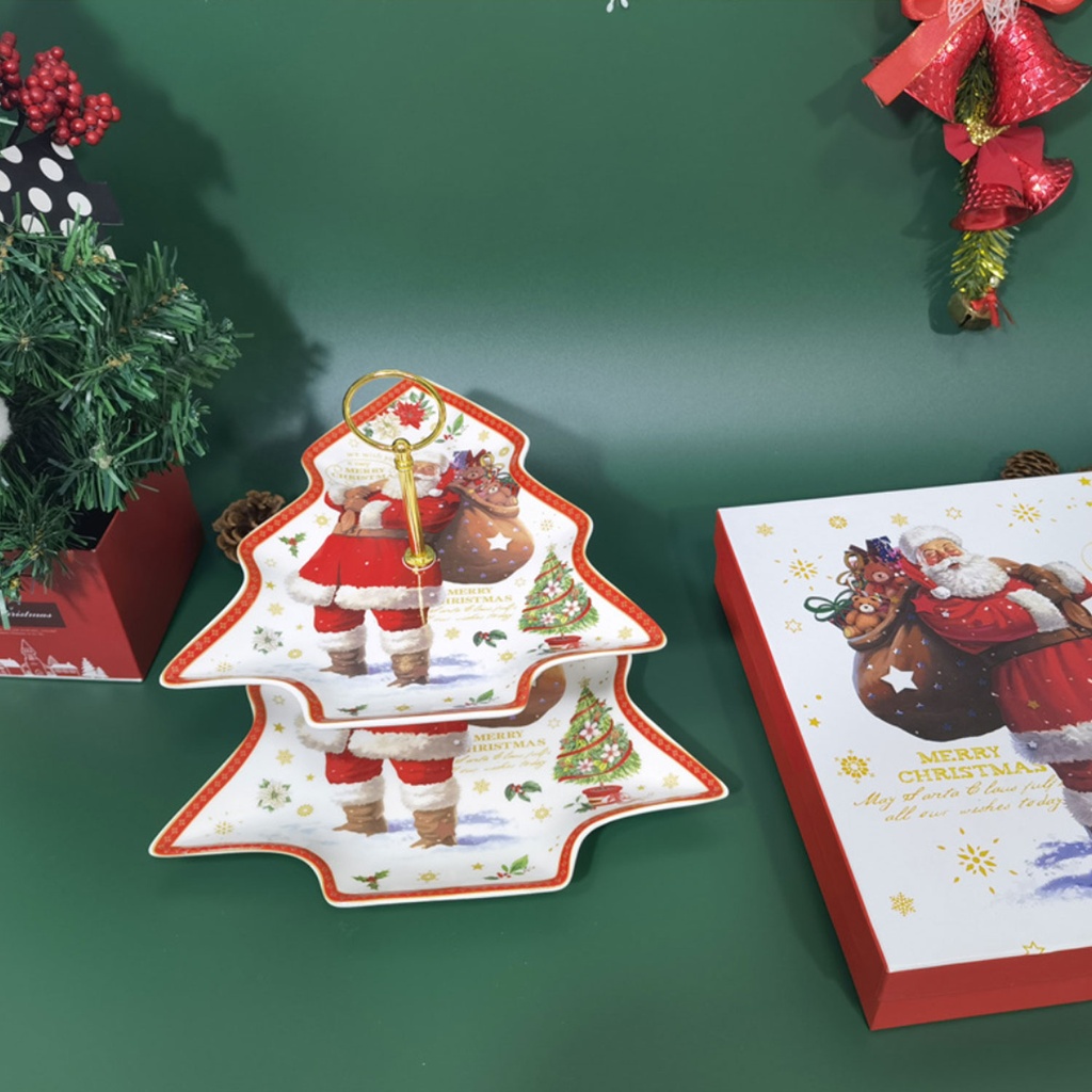 360 HOME CHRISTMAS PLATE TREE 2 LAYERS 9.6"+12"