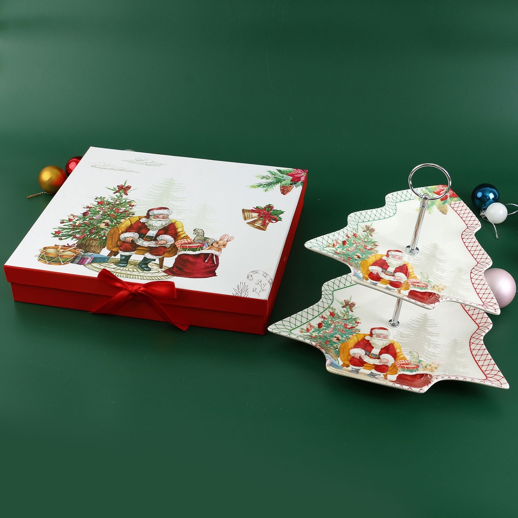 360 HOME CHRISTMAS PLATE TREE 2 LAYERS 9.6"+12"
