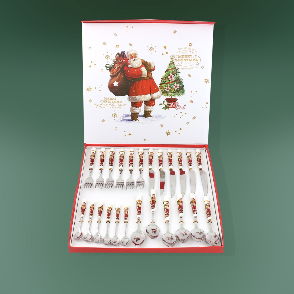 360 HOME CHRISTMAS SPOONS+KNIVES+FORKS 24PCS