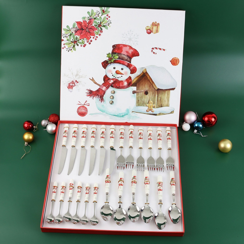 360 HOME CHRISTMAS SPOONS+KNIVES+FORKS 24PCS