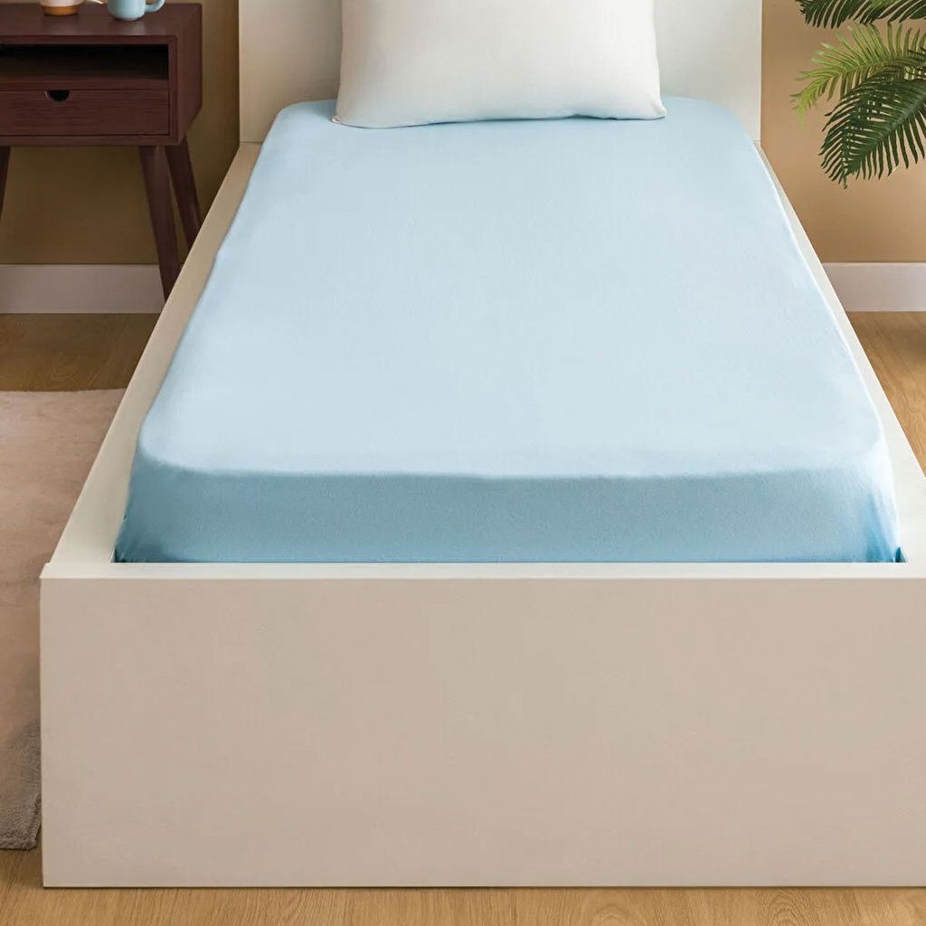 360 HOME FITTED SHEET 120*200 SINGLE BLUE MICROFIB