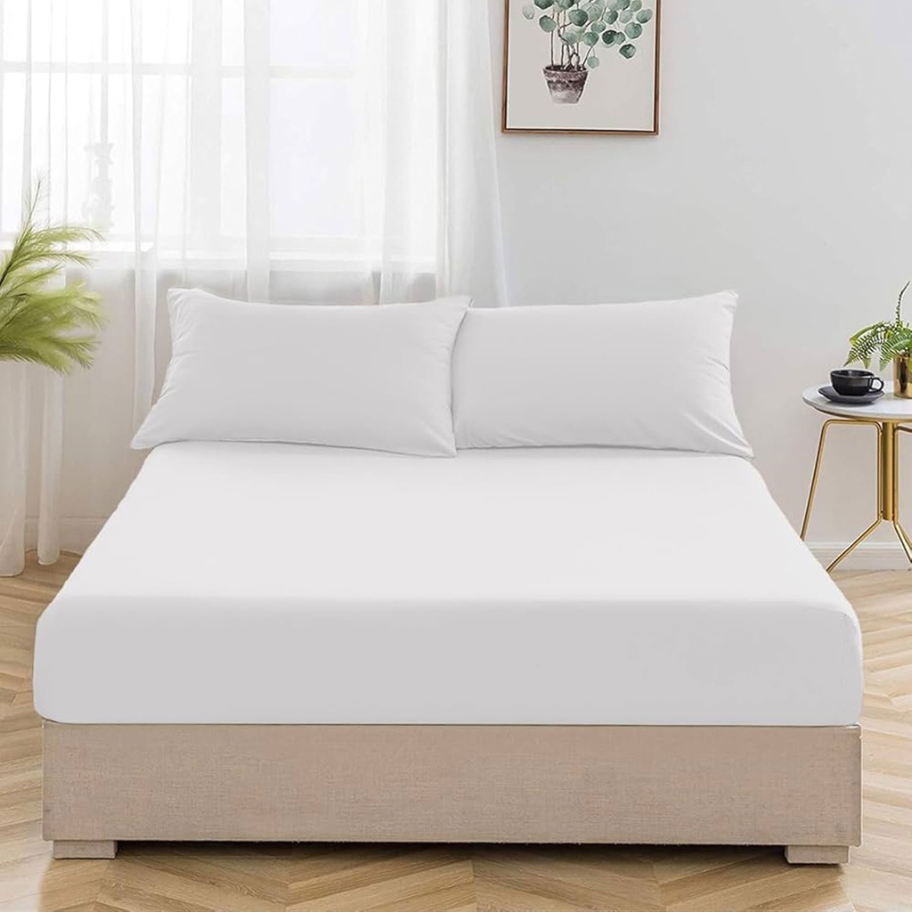 360 HOME FITTED SHEET 180*200  DOUBLE WHITE MICROF