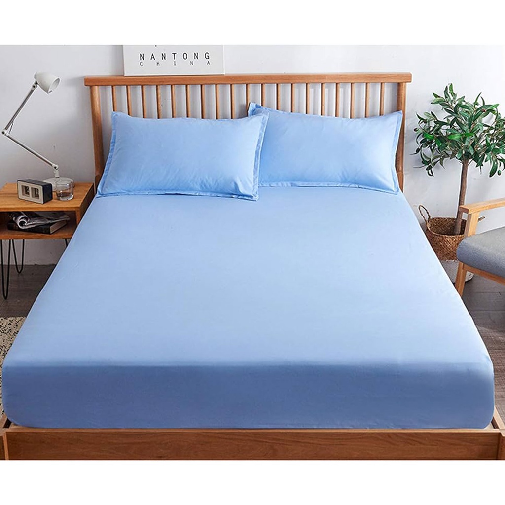 360 HOME FITTED SHEET 180*200 DOUBLE  BLUE MICROFI