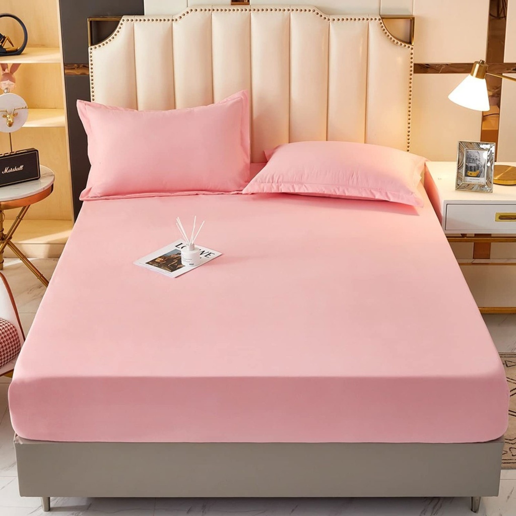 360 HOME FITTED SHEET 180*200DOUBLE  PINK MICROFIB