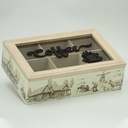 360 HOME GLASS COFFEE BOX WOODEN  24*16*7CM  PRINT