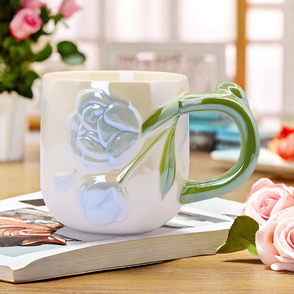 360 HOME MUG CERAMIC EMBOSSED BLUE ROSE