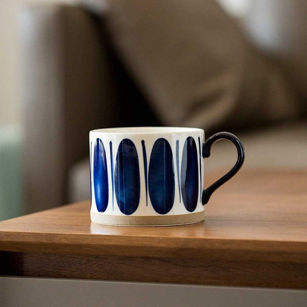 360 HOME MUG CERAMIC LEAF SHAPED NAVY BLUE