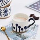 360 HOME MUG CERAMIC NAVY BLUE LEAF PATTERN