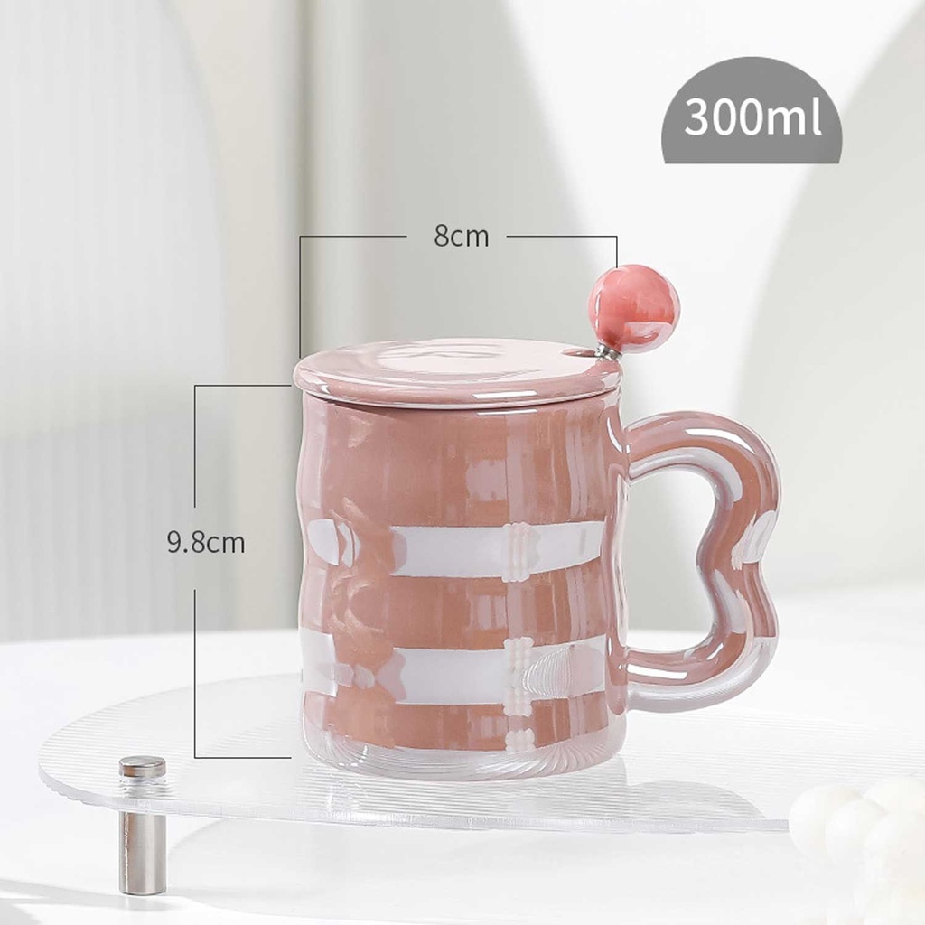 360 HOME MUG CERAMIC PURPLE+WHITE STRIPES