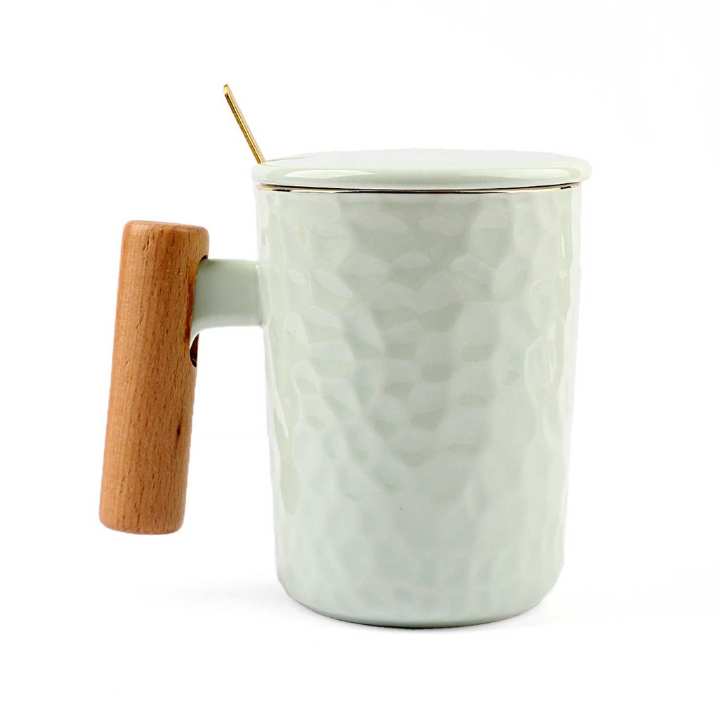 360 HOME MUG CYLINDRIC WOOD HANDLE PASTEL GREEN