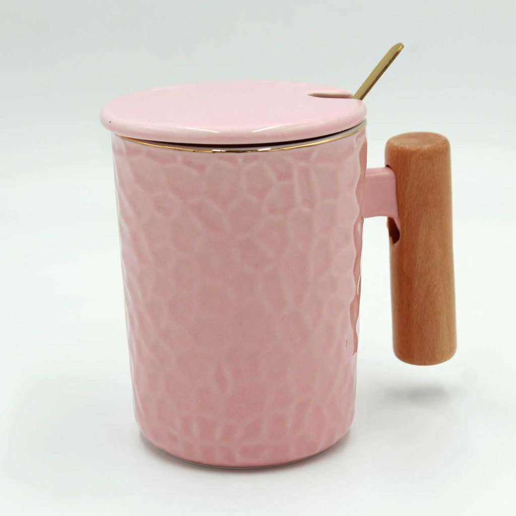 360 HOME MUG CYLINDRIC WOOD HANDLE PINK