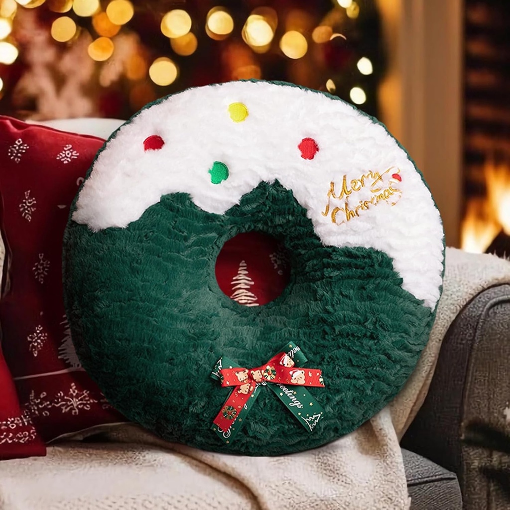 360 HOME CHRISTMAS PILLOW 40CM DONUT GREEN&WHITE