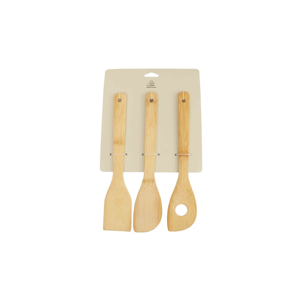 360 HOME SPATULA SET 3PCS BAMBOO TIE CARD