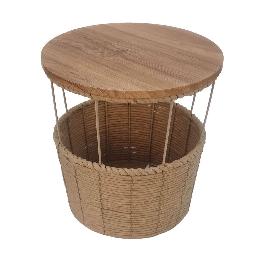 360 HOME TABLE 38*38*38 STRAW & WOOD