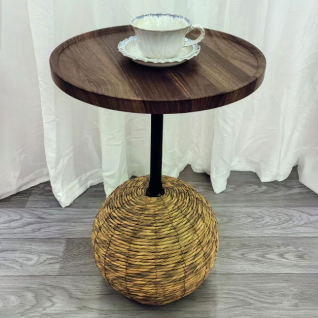 360 HOME TABLE INDOOR 40*40*56 RATAN & WOOD