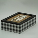 360 HOME TEA BOX 24*16*7CM LINEN DARK WOOD