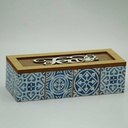 360 HOME TEA BOX BLUE PRINTED+LID 24*8.7*7CM