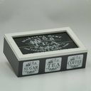 360 HOME TEA BOX WOOD&GLASS 24*16*7CM PRINTED