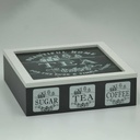 360 HOME TEA BOX WOOD&GLASS 24*24*7CM PRINTED