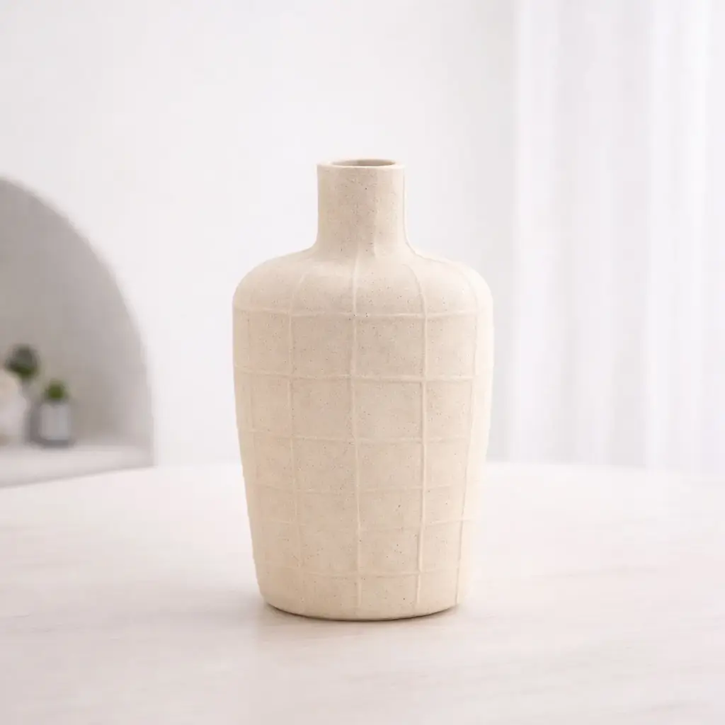360 HOME VASE CERAMIC CREAM MATT H25 WD14 D3.5