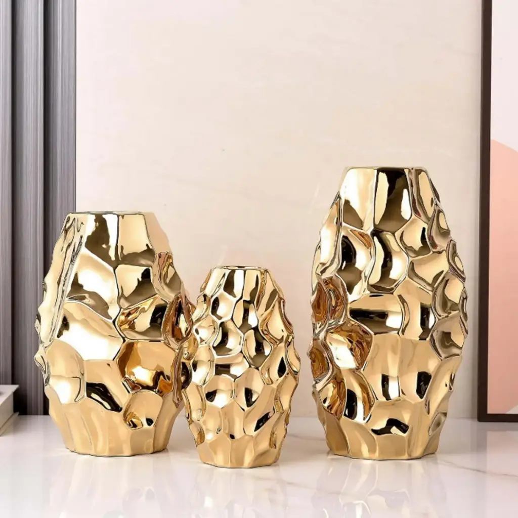 360 HOME VASE CERAMIC GLOSSY GOLD H20.5 D12 DM4.5