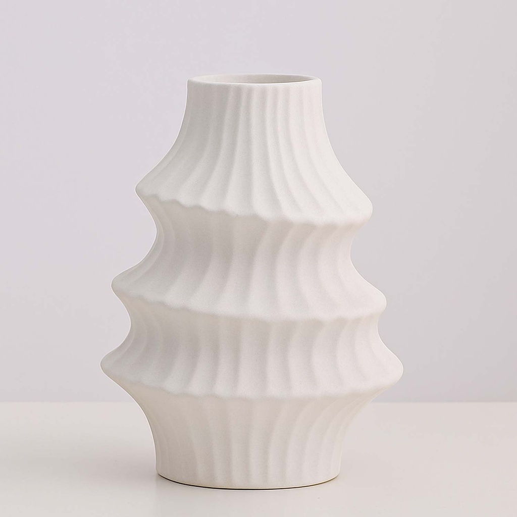 360 HOME VASE CERAMIC WHITE MATT H20.5 WD14 D5