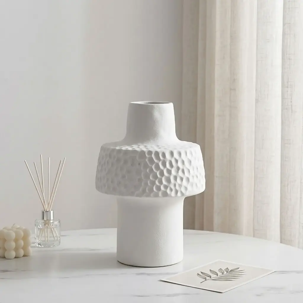 360 HOME VASE CERAMIC WHITE MATT H25 WD19 D6