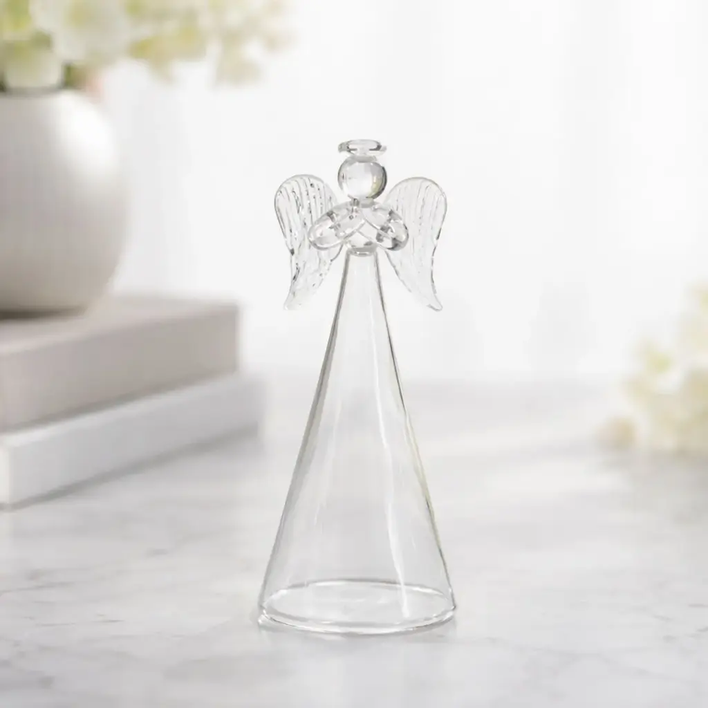 360 HOME VASE GLASS 5.5*12CM CLEAR ANGEL