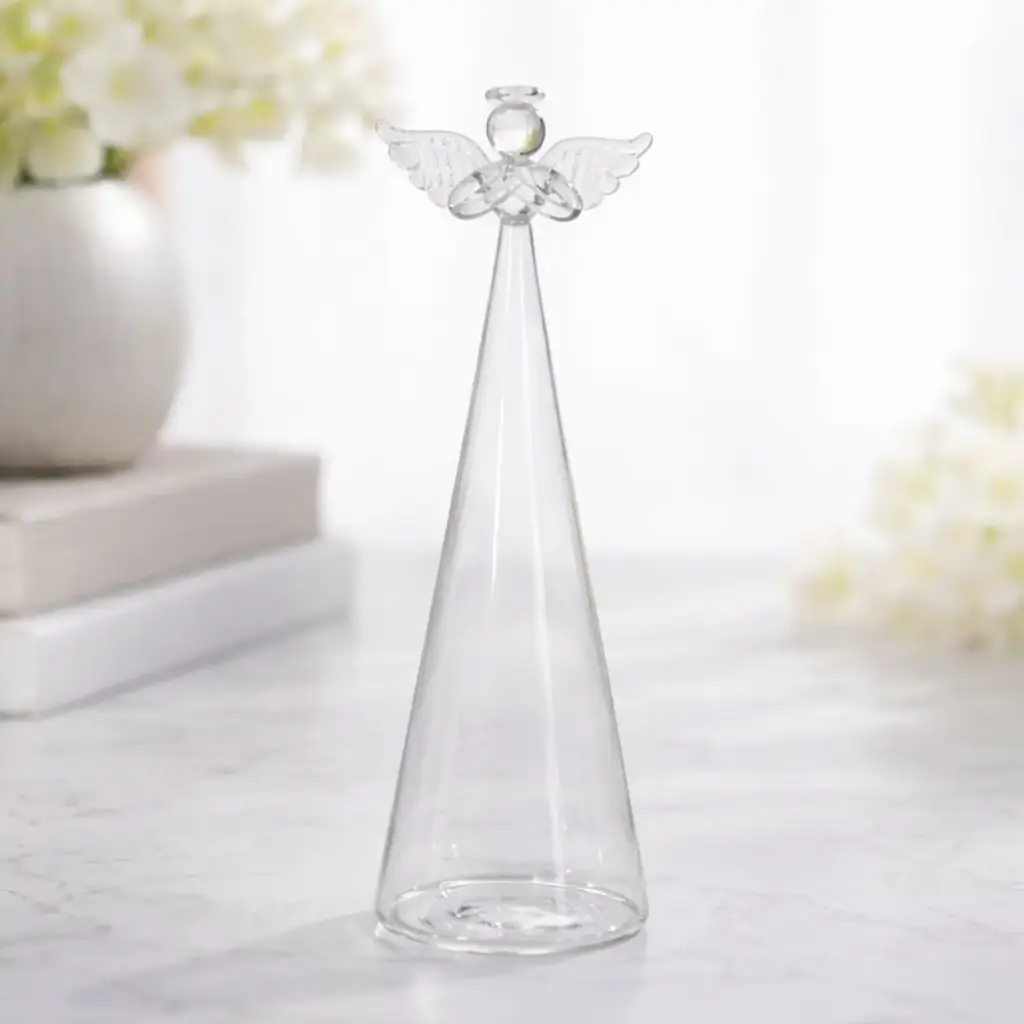 360 HOME VASE GLASS 7*23.5CM CLEAR ANGEL